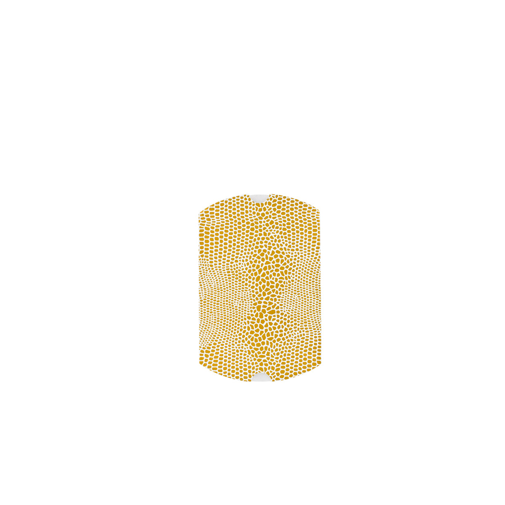 White and gold lizard skin print card pillow boxes, 290g - 4 x 6 x 2 cm
