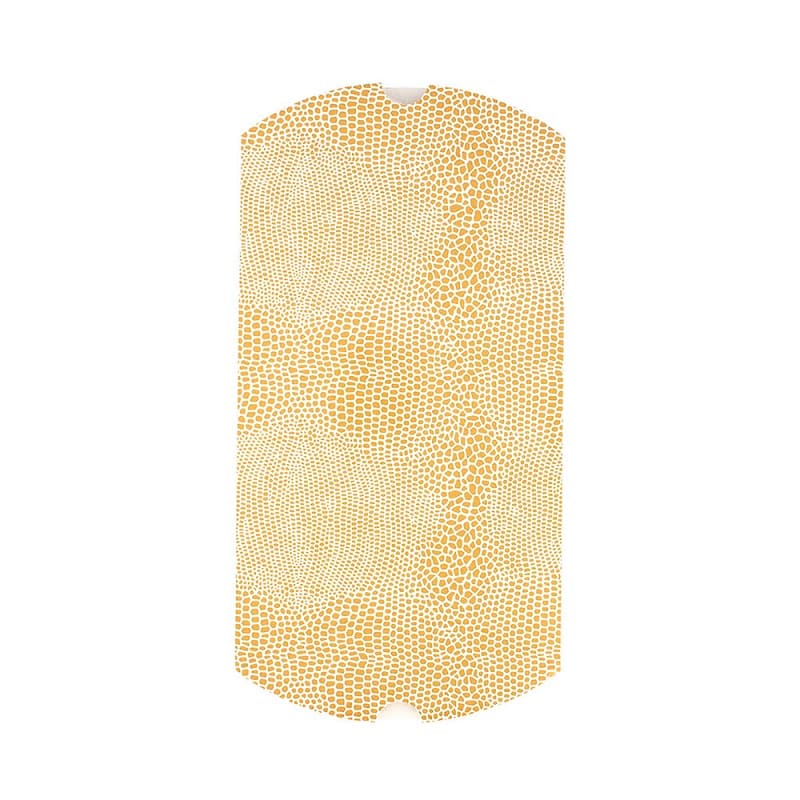 White and gold lizard skin print card pillow boxes, 290g - 11.5 x 15 x 3.5 cm