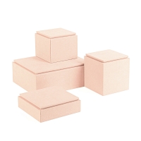 Display stand in powder pink synthetic suede, 8 x 8 x H 8.6cm