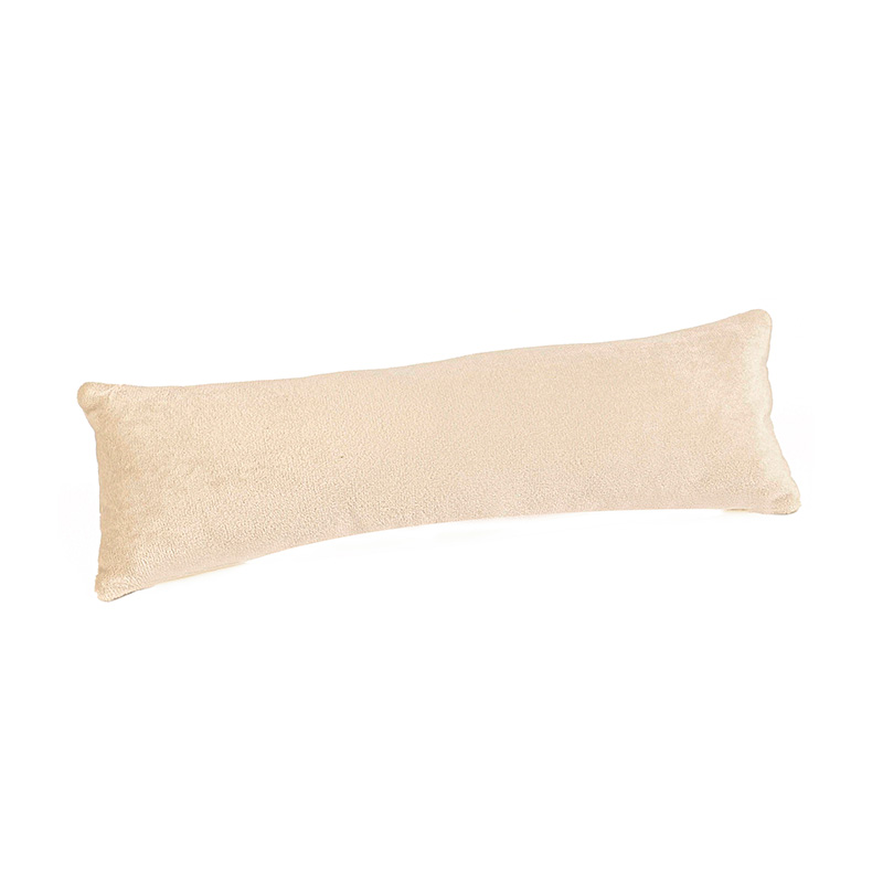 Cream colour velveteen bracelet bolster with rear stand 8 x 25 cm