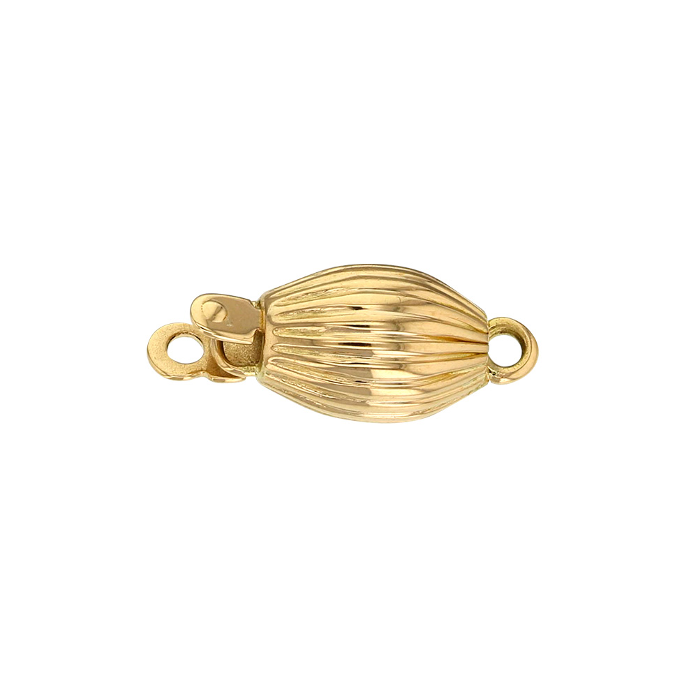 18ct gold fluted safety clasp, 14 x 5mm