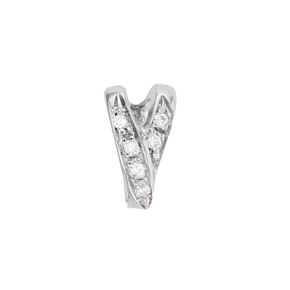 18ct white gold cross-over bail, studded with 6 diamonds (0.05ct) 10 x 6 mm