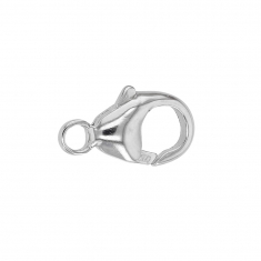 Rhodium plated white 18 ct gold trigger catch with fixed ring - 9mm