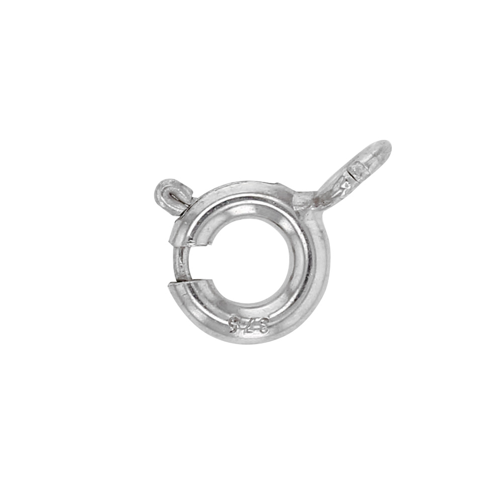9ct rhodium-plated white gold bolt ring clasp - 5mm