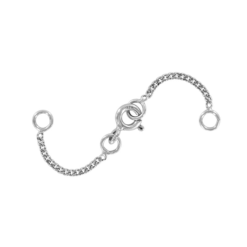 9ct white gold double safety chain - curb chain