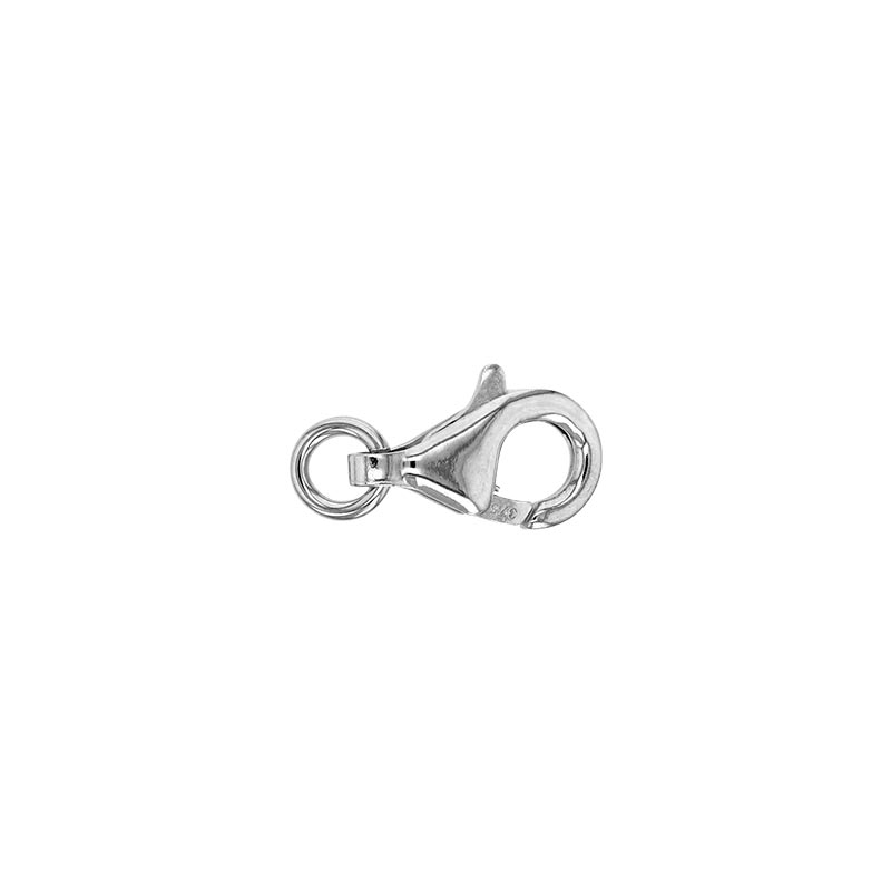 9ct white gold trigger catch with jump ring - 10mm