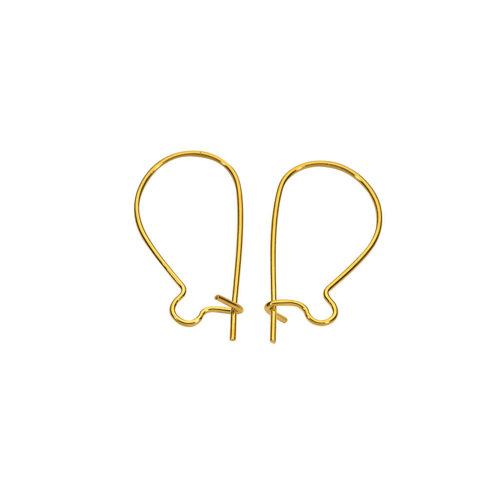 Gold coloured metal hook wire with bead