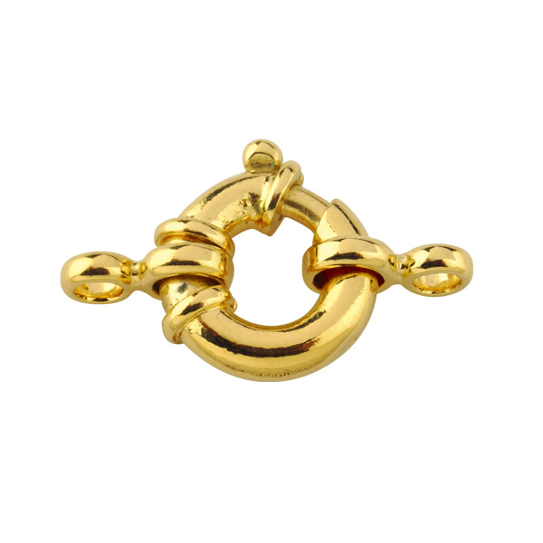 Gold plated bolt ring clasp for pearl and bead necklaces