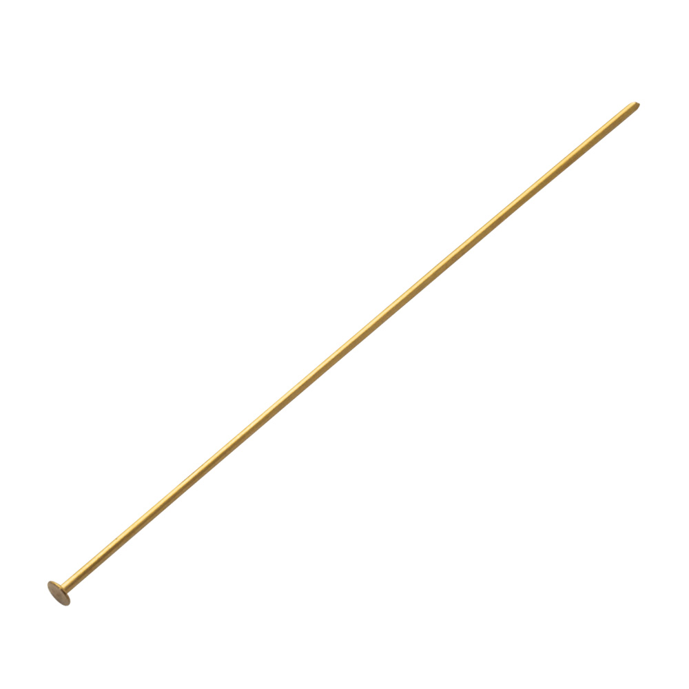 Gold-plated head pins, flat head 14/10e - L 38mm