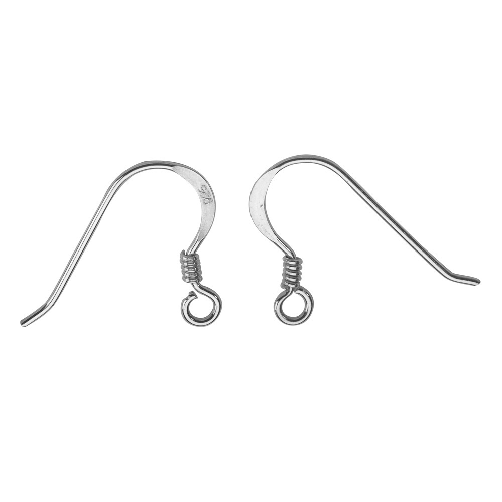 Rhodium plated sterling silver ear hooks