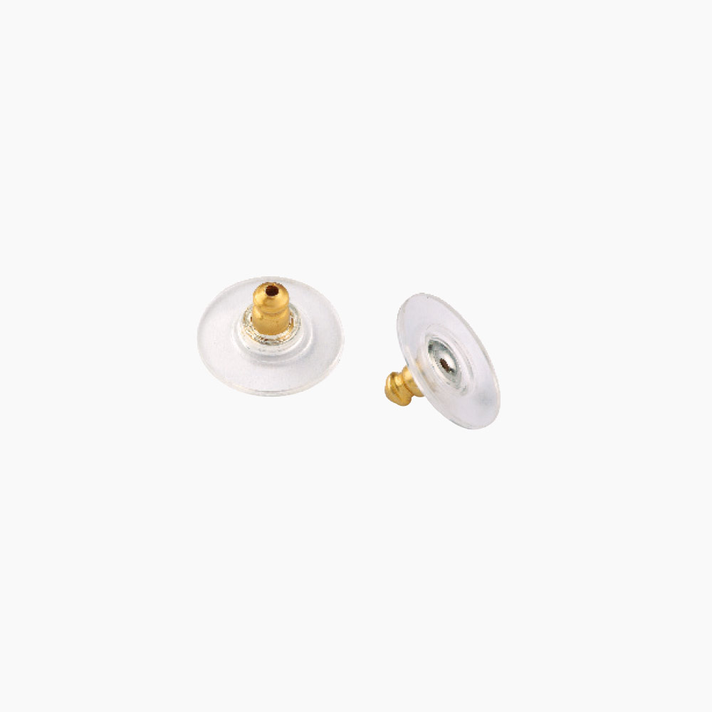 Gold-coloured metal and rubber ear backs