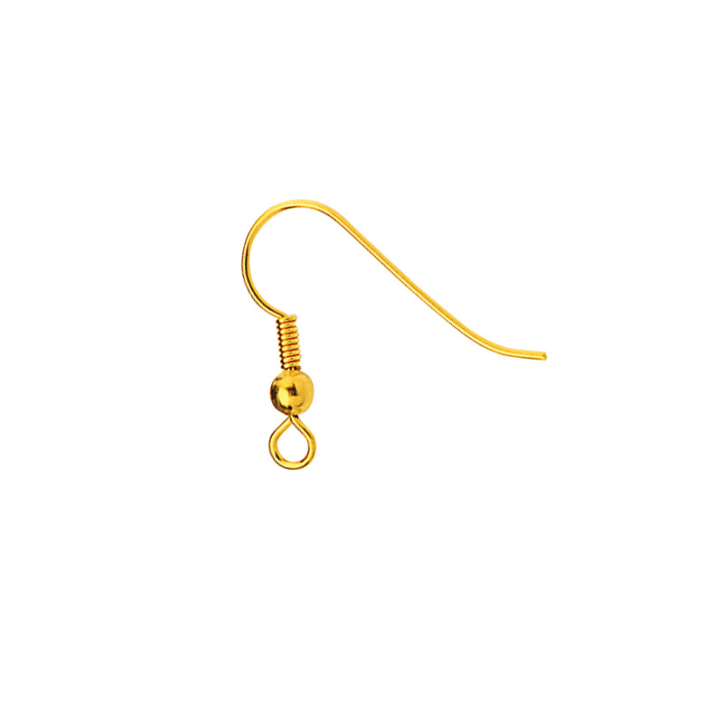 Gold coloured metal hook wire with bead