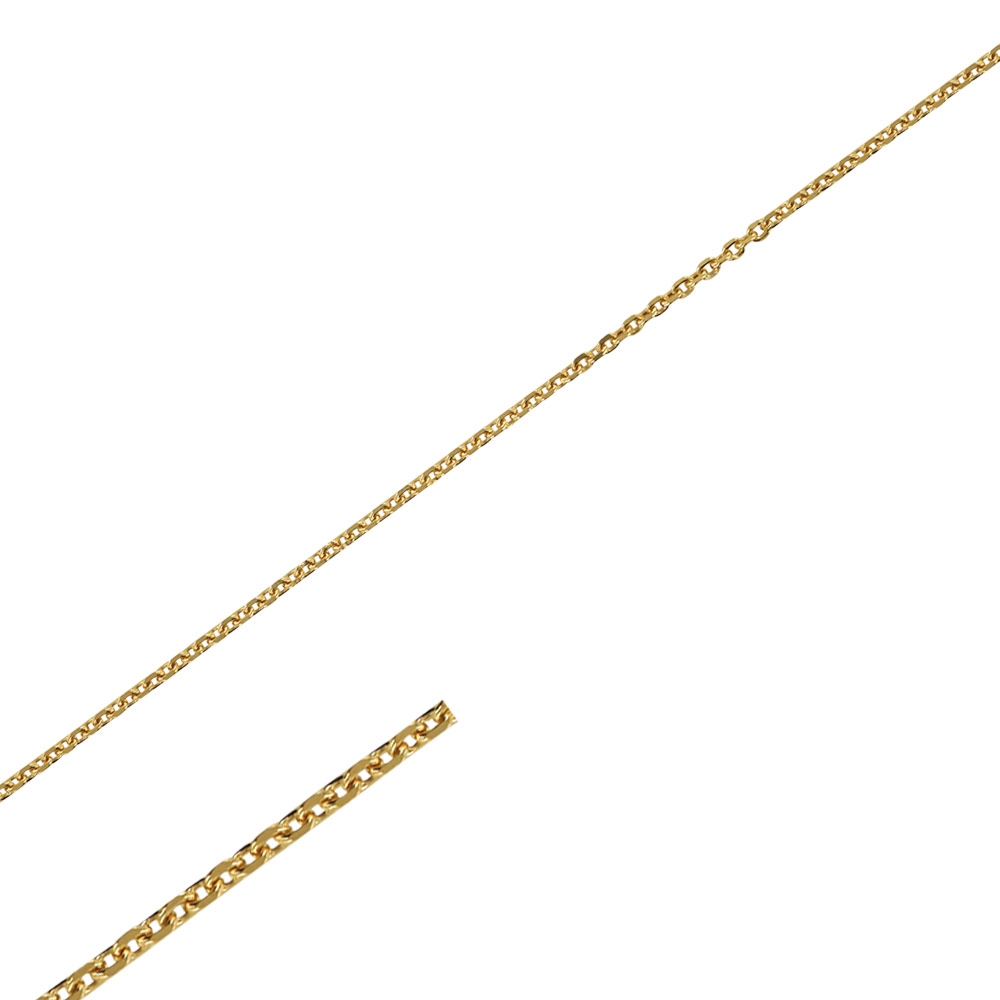 Gold coloured metal diamond cut trace chain sold by the metre