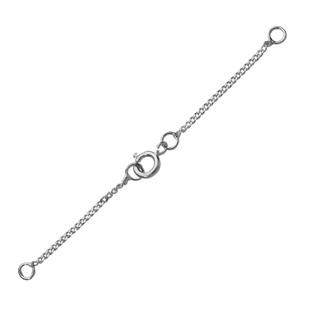 Sterling silver double safety chains with bolt ring for necklace, L 65mm