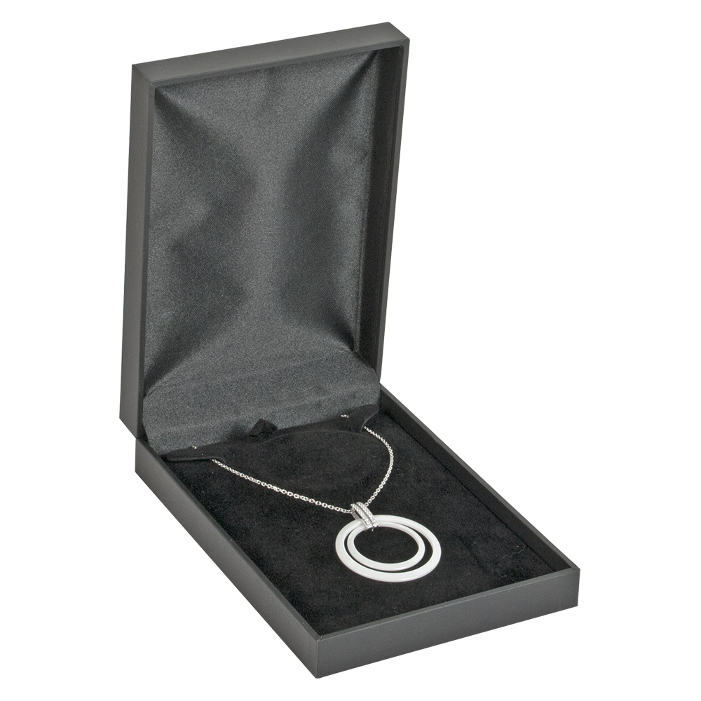 Black smooth finish leatherette necklace box