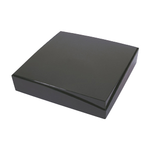 Black square necklace box in contrasting shiny and matt finish plastic