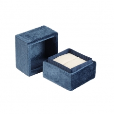 Navy blue velveteen square ring box