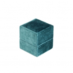 Teal velveteen square ring box