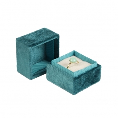 Teal velveteen square ring box