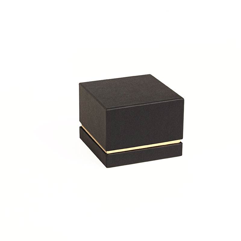 Black card watch box with gold edging