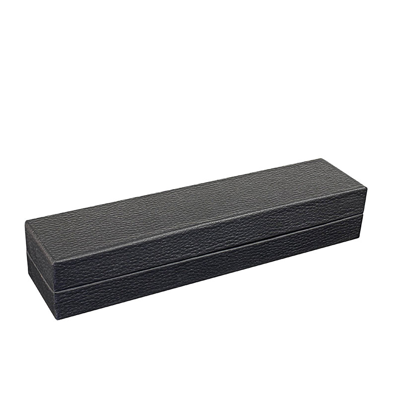 Card bracelet box with black full-grain leather finish and suedette interior