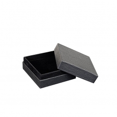 Card universal box with black full-grain leather finish and suedette interior