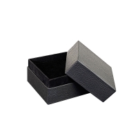 Card watch box with black full-grain leather finish and suedette interior