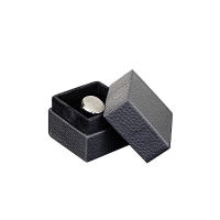 Cardboard ring box with black grained look and suede-look inner