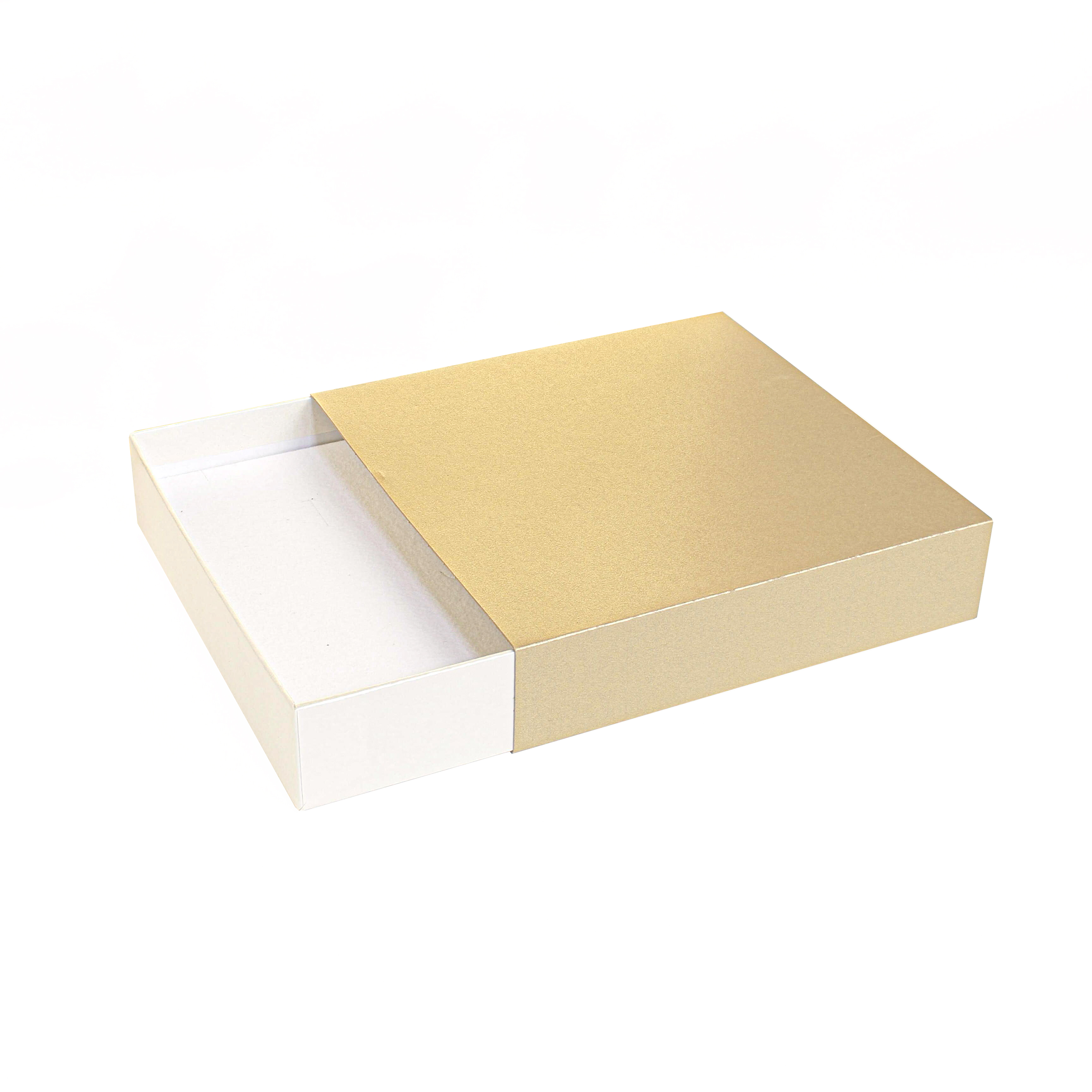 Iridescent gold and cream matchbox style card necklace box