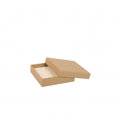 Kraft card dispatch box 9 x 9 x 2.4cm, man-made cream coloured foam insert