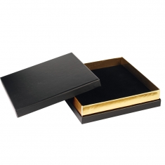 Matt finish black card bracelet box with contrasting gold-coloured centre