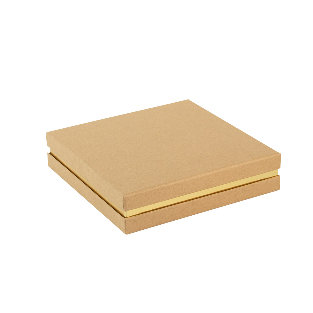 Natural kraft and shiny gold jewellery presentation boxes with man-made foam insert