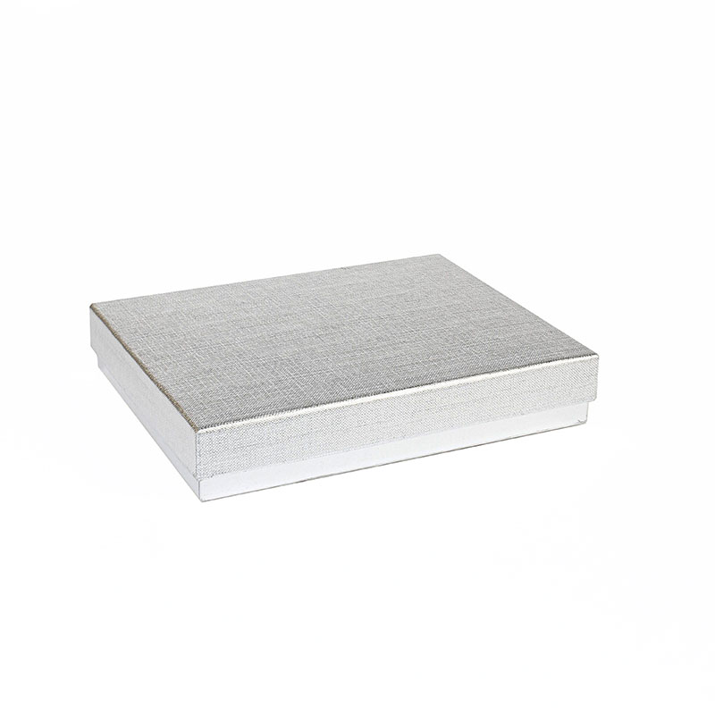 Textured/smooth-finish, silver-coloured card necklace box