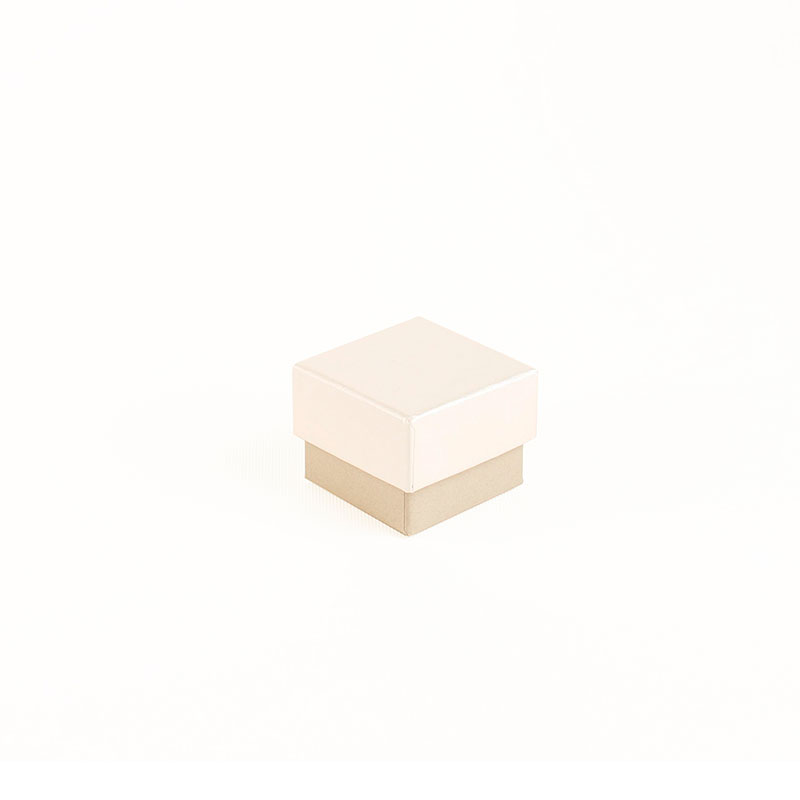 Two tone card ring box, light pearlescent and dark matt finish beige