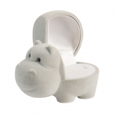 Cute grey velveteen hippopotamous ring box for infants