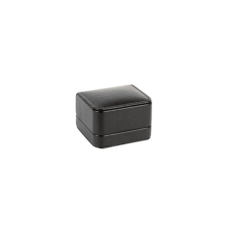 Black smooth finish man-made cowhide leatherette earring/pendant box