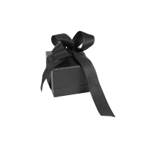 Satin finish black leatherette jewellery presentation boxes with ribbon