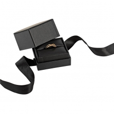 Satin finish black leatherette jewellery presentation boxes with ribbon