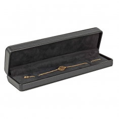Black smooth cowide finish man-made leatherette bracelet box