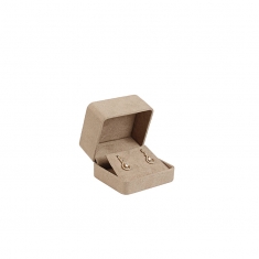 Taupe, man-made suedette finish earring box