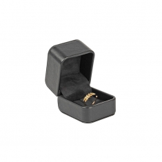 Black smooth finish man-made cowhide leatherette jewellery presentation boxes