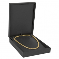 Black soft touch finish leatherette necklace box