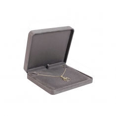 Grey man-made suedette finish necklace box
