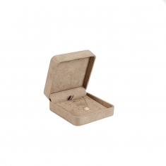 Taupe, man-made suedette finish earring/pendant box