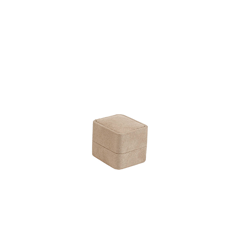 Taupe, man-made suedette finish ring box