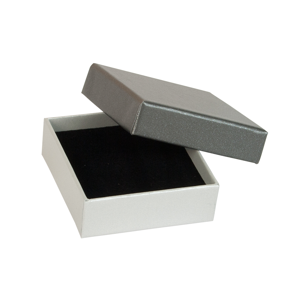 Pearlescent grey card matchbox style trinket box, light grey drawer