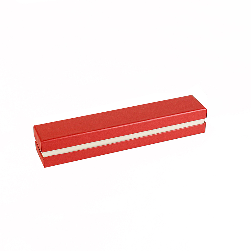 Pearlescent red card bracelet box with contrasting cream colour centre
