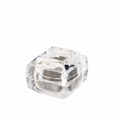 Black transparent plastic and velveteen square ring box