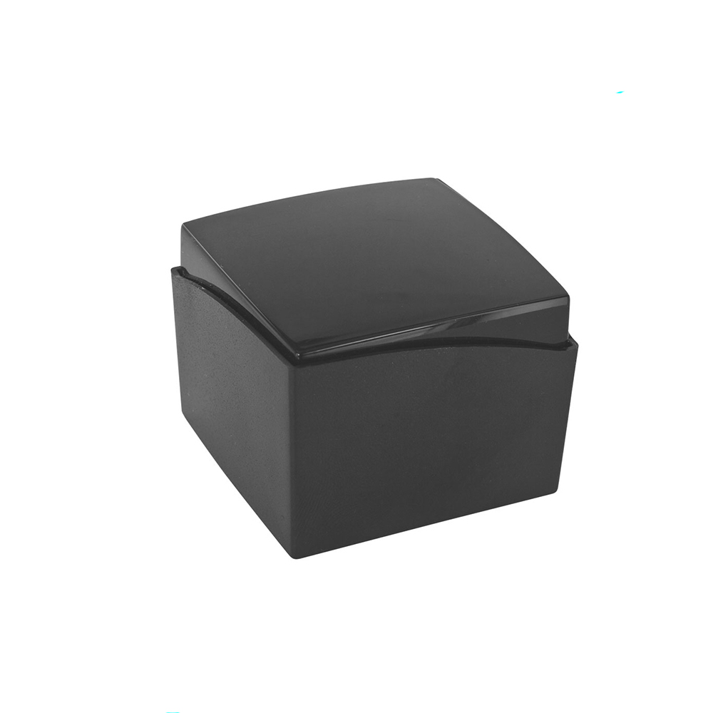 Contrasting shiny and matt black plastic ring box