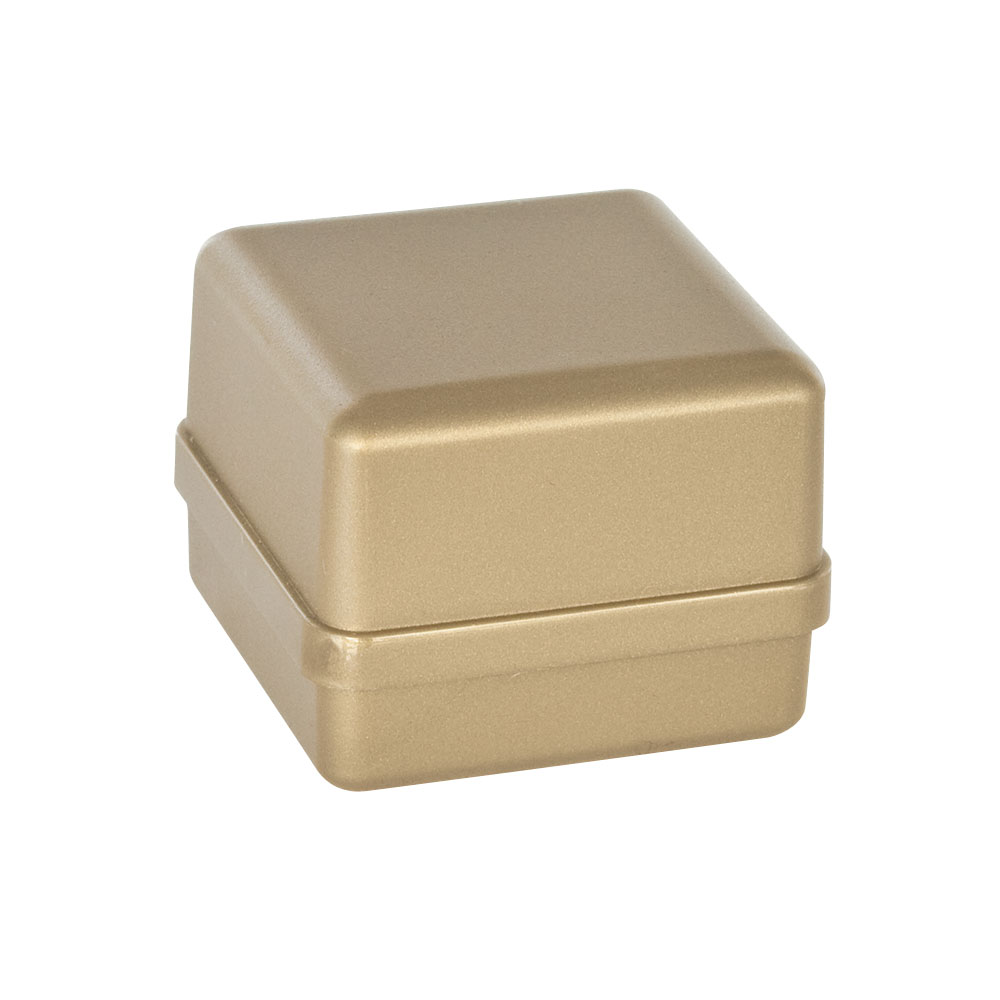 Opaque plain gold coloured plastic ring box